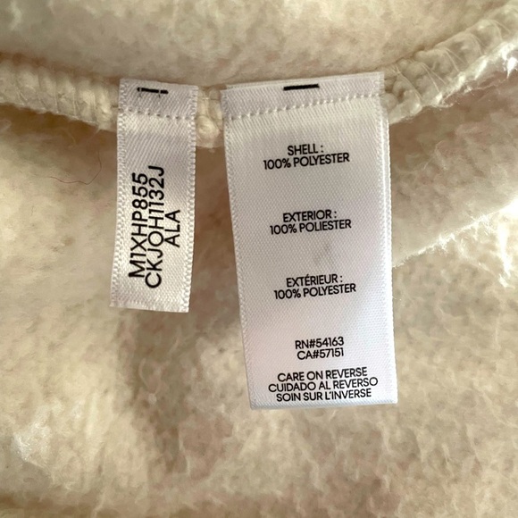 Calvin Klein Sherpa Style Cream Teddy Sweatshirt Jacket Large - Picture 8 of 9